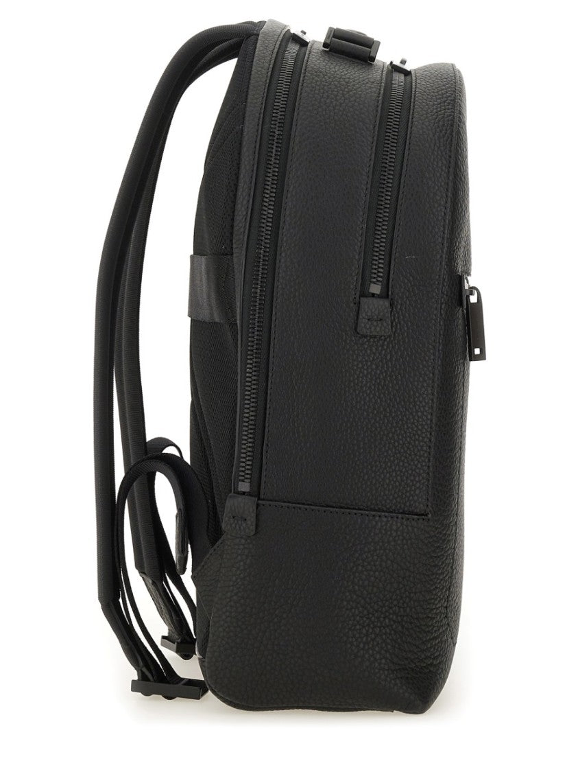 Ferragamo Structured Calf Leather Backpack With Dual Compartments