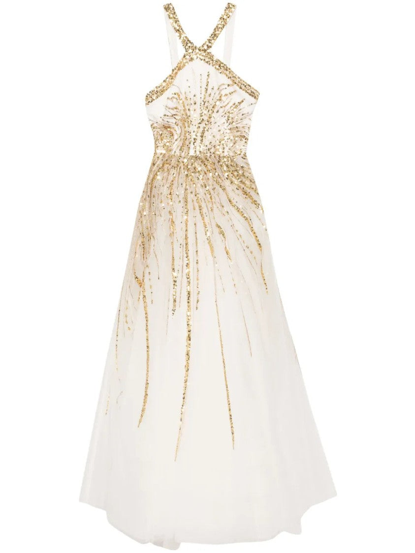 Saiid Kobeisy Tulle Beaded Dress With Halter Neckline