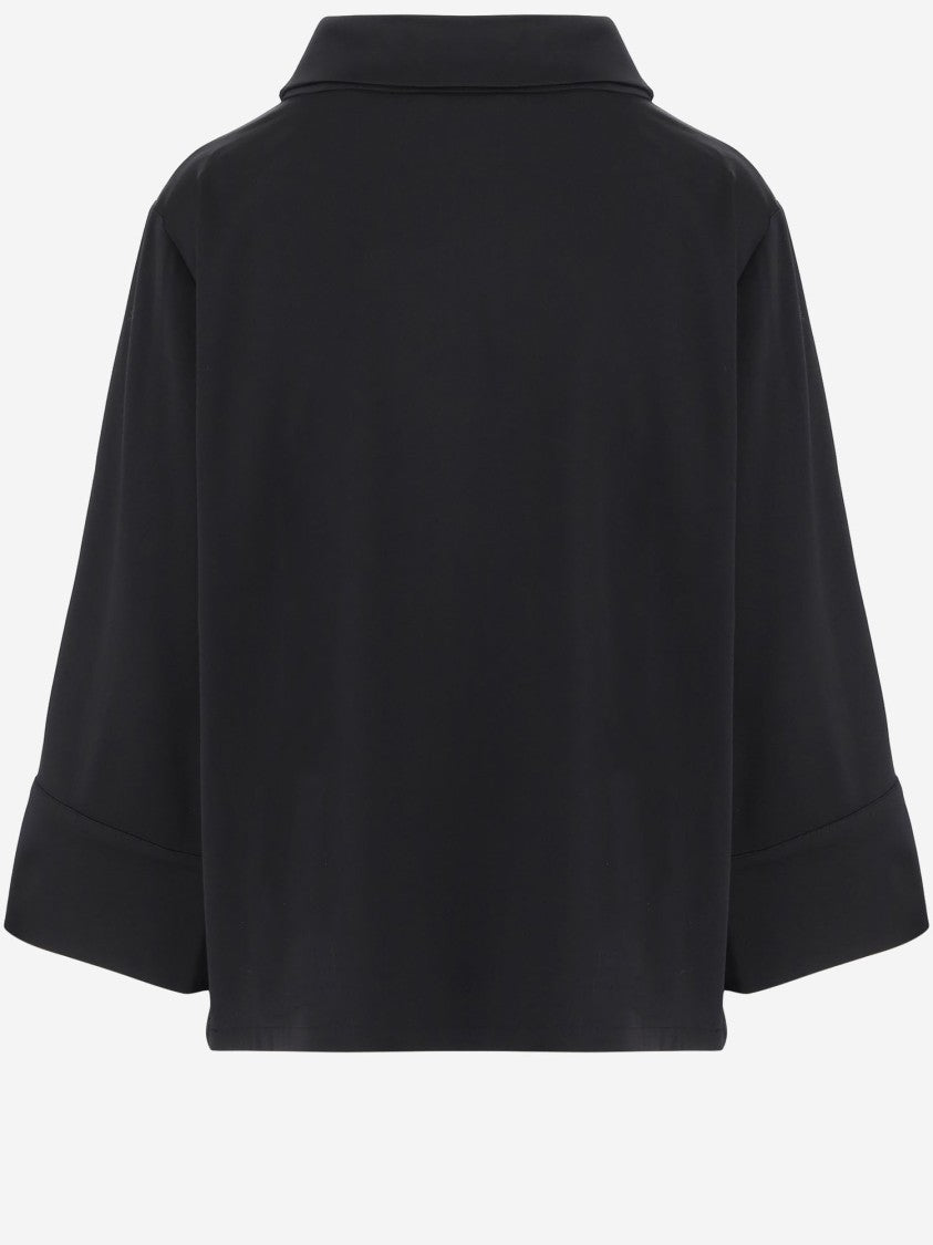 By Malene Birger Wide Neckline Blouse With Three-Quarter Sleeves And Minimalist Design