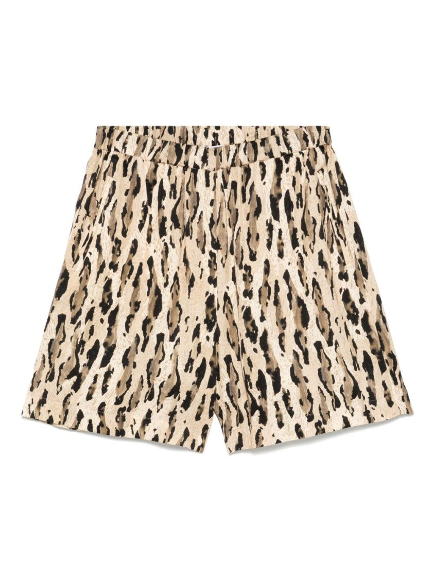 The Nina Studio Relaxed Fit Sand Animal Print Shorts
