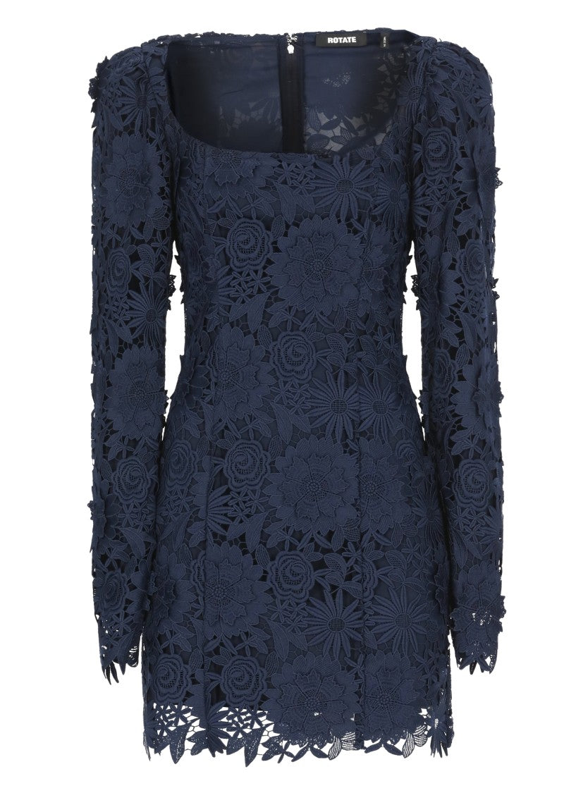 Rotate Intricate Lace Dress With Wide Neckline
