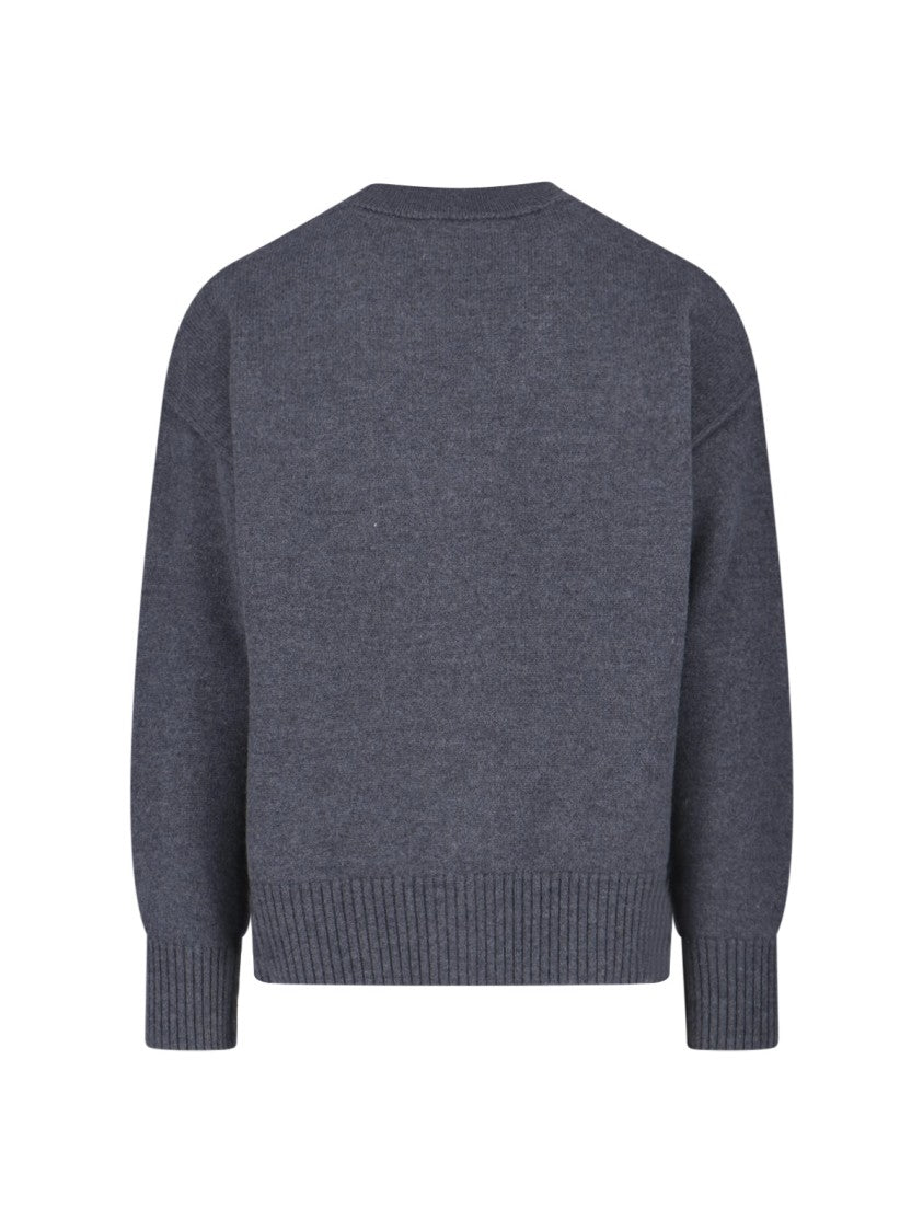 Ami Paris Grey Ami De Cœur Wool Cardigan