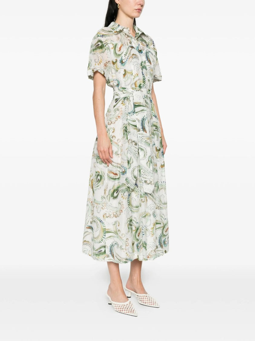 Marella Neutral Mllgalli Midi Cotton Silk Dress