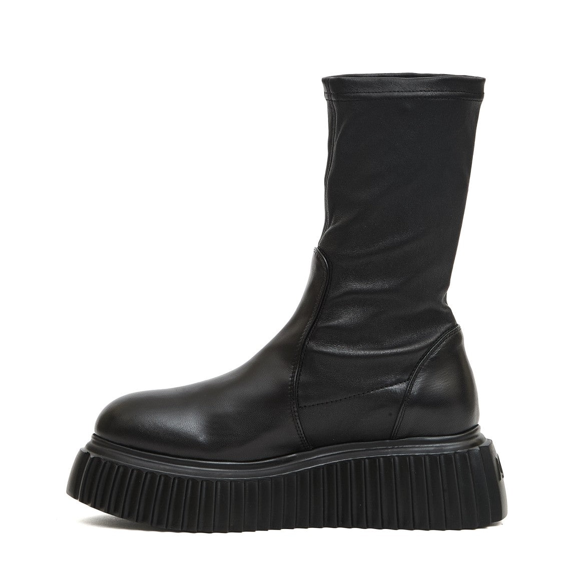 Agl Stretch Black Ankle Boots With Ridged Rubber Sole