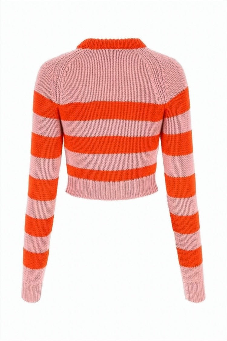 Marni Cropped Knit Sweater With Twisted Knot Detail