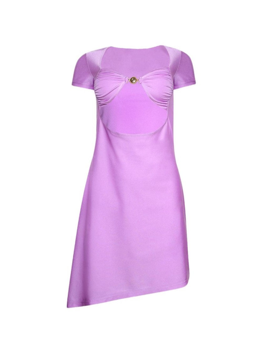 Marine Serre Draped Jersey Open Chest Dress Sweet Lilac