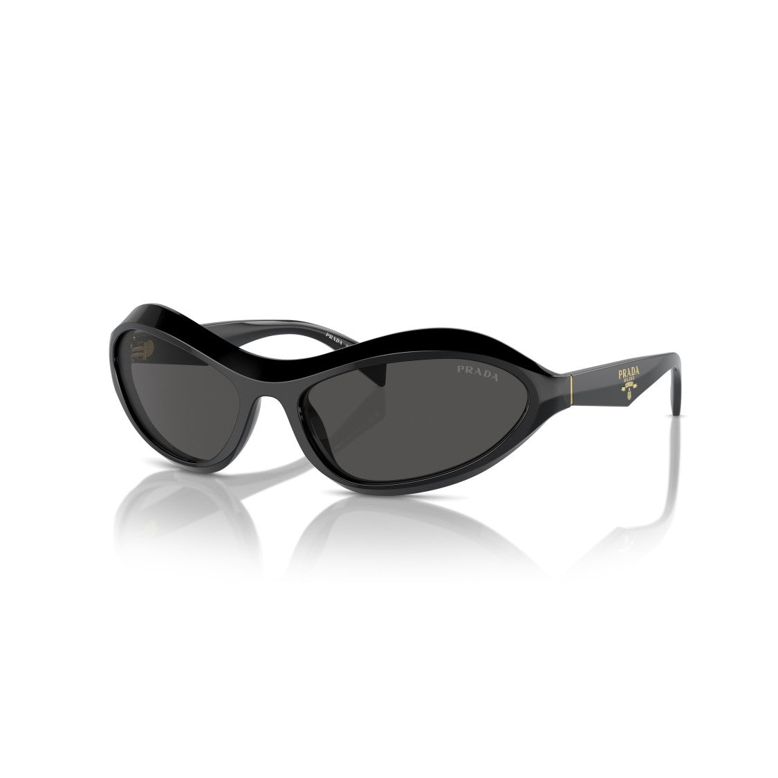 Prada 0Pr A20s Oval-Shape Black Acetate Sunglasses