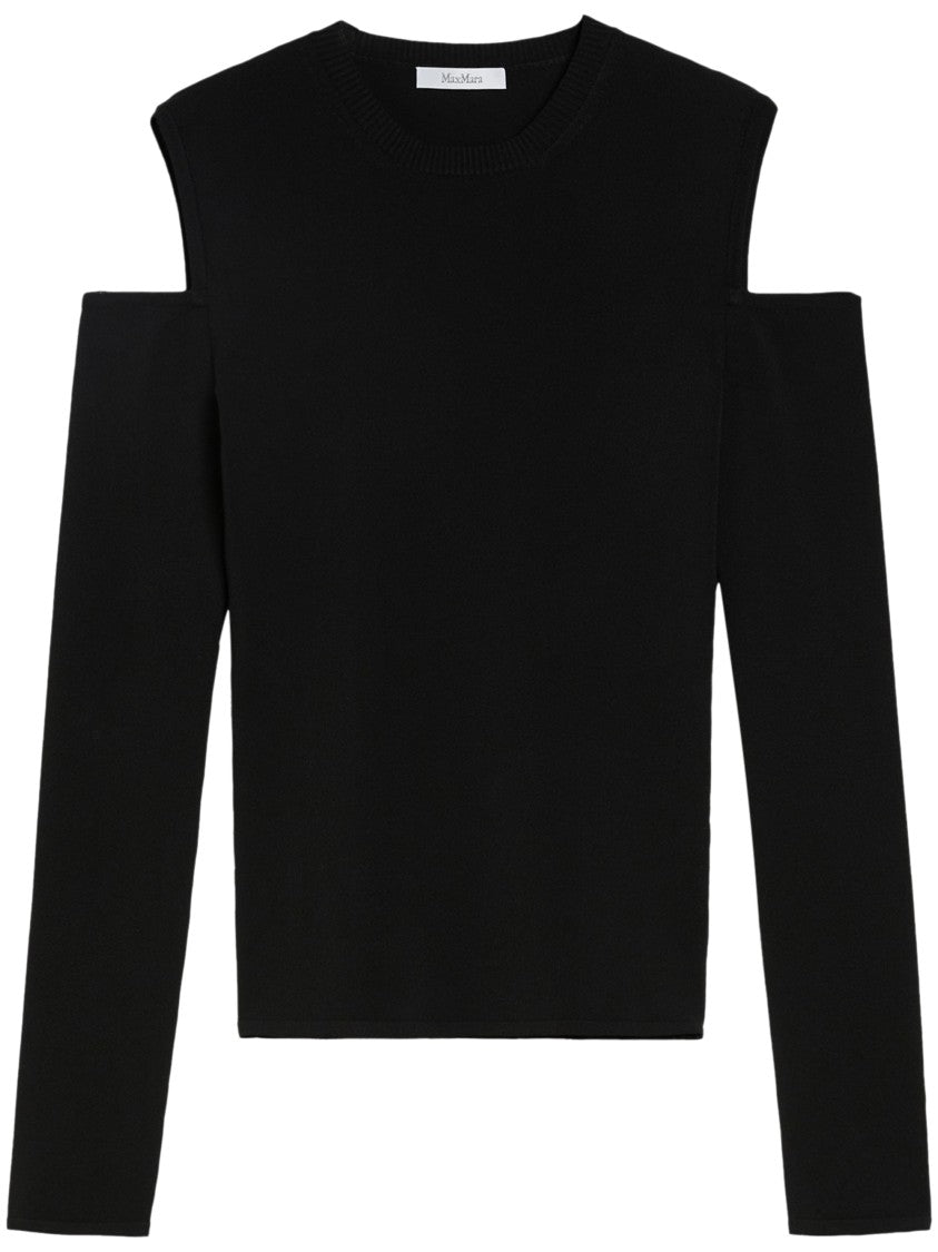 Max Mara Fitted Black Top With Shoulder Cut-Outs
