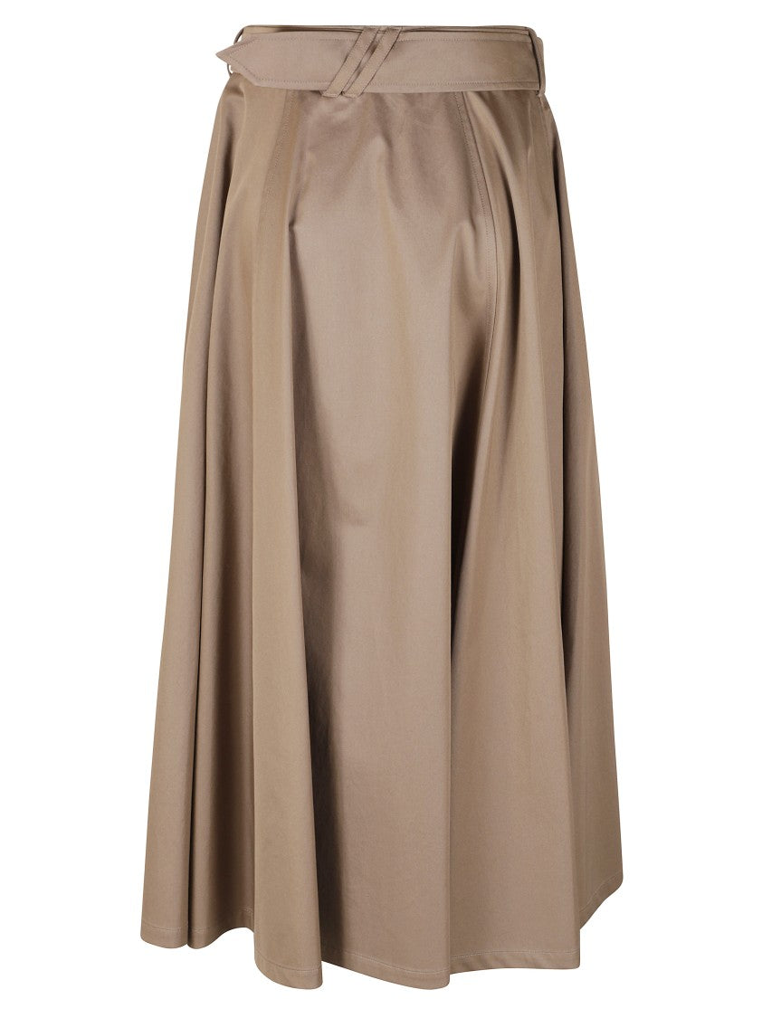 Burberry Knee-Length Trench Coat-Inspired Skirt With Belted Waist