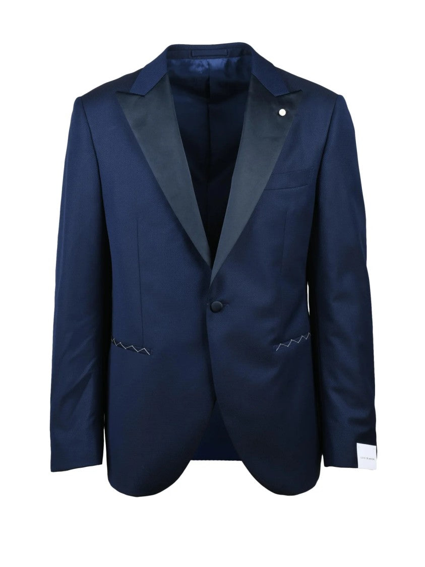 Luigi Bianchi Fitted Wool Jacket With Satin Lapel And Elegant Silhouette