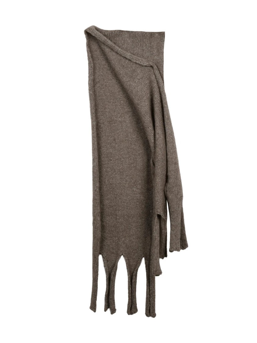 Alpha Studio Beige Metallic Accents Wool-Blend Scarf