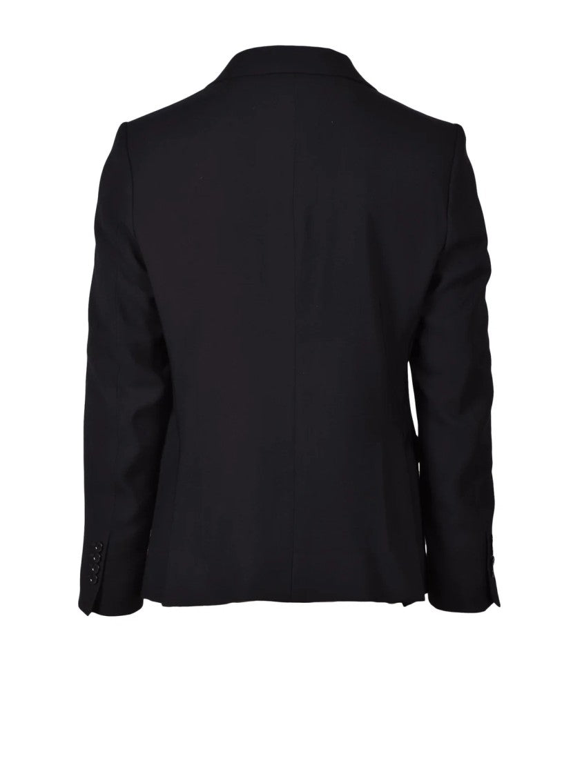 Daniele Alessandrini Fitted Black Viscose And Polyester Jacket With Notched Lapel