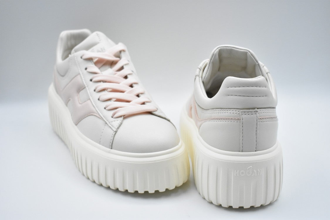 Hogan Ivory Pink Sneakers With Chunky Platform Sole