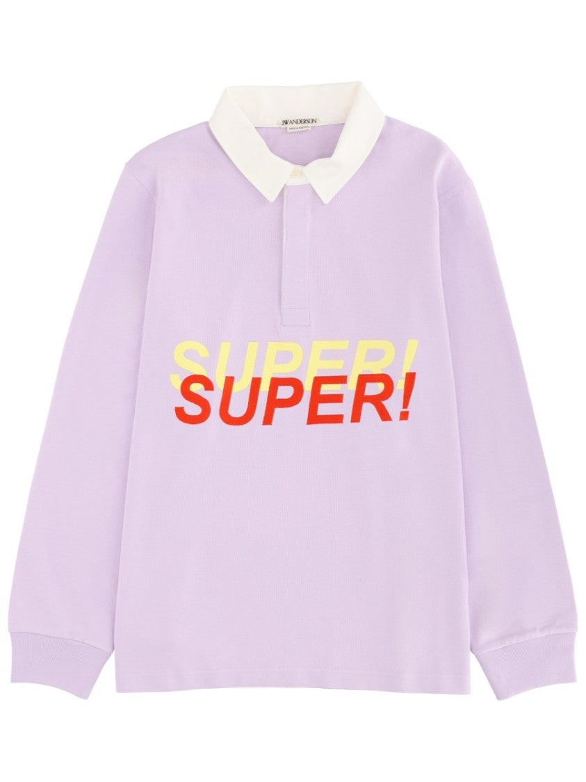 J. W. Anderson Super Super Lilac Graphic Long-Sleeve Polo Shirt