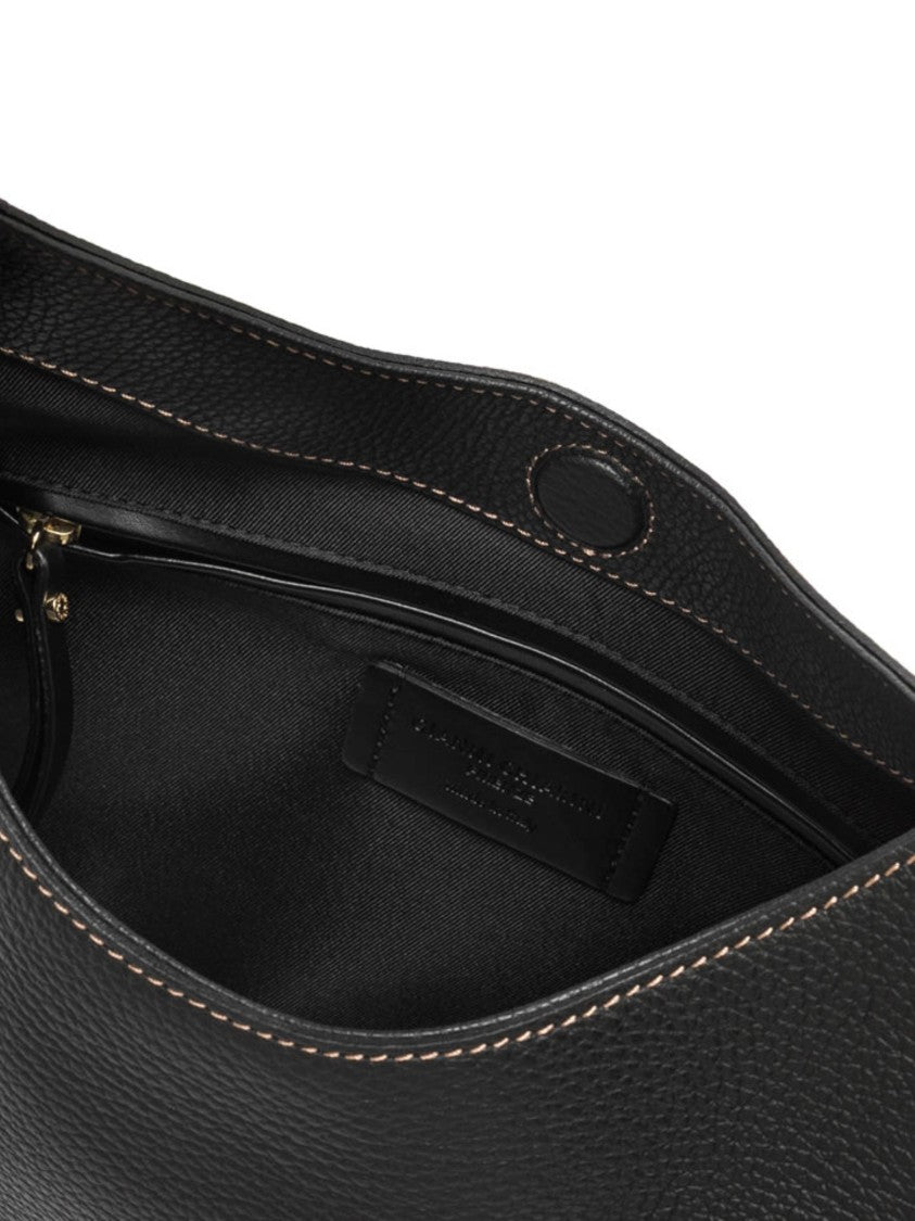 Gianni Chiarini Crescent-Shaped Textured Leather Handbag With Gold-Tone Accents