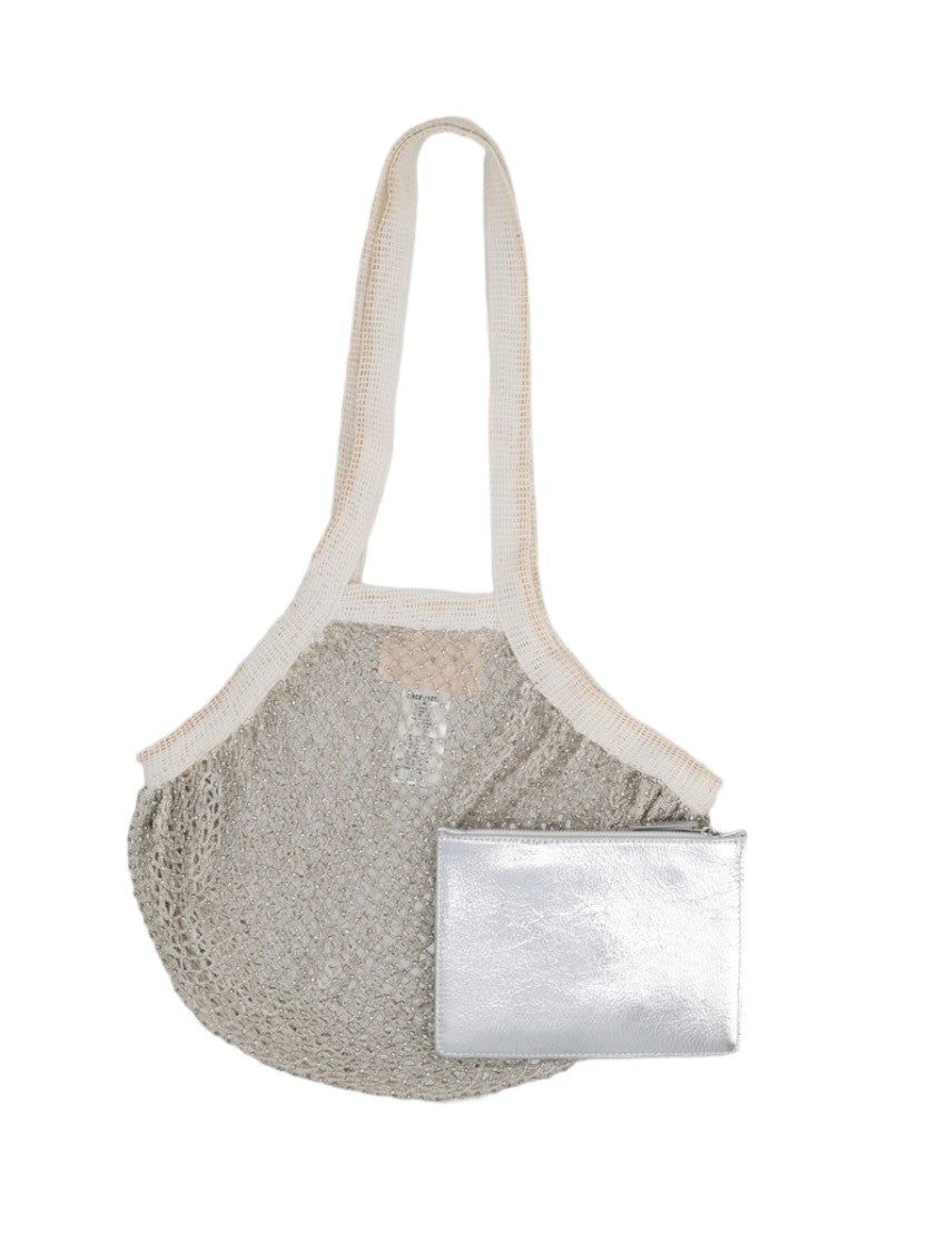 Circus Hotel Loosely Woven Tote And Metallic Pouch Set