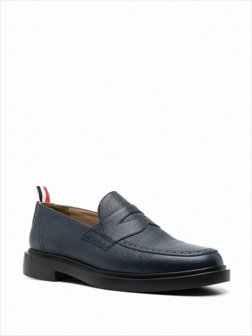 Thom Browne Textured Calf Leather Loafers With Tricolor Accent