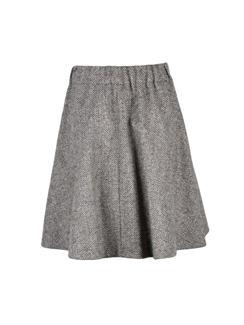 Brunello Cucinelli Beige Virgin Wool-Blend Zip A-Line Mini Skirt