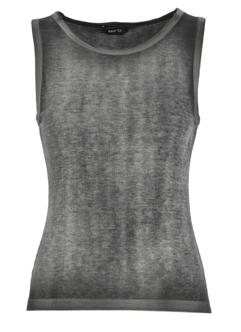 Avant Toi Grey Silk-Blend Tank Top
