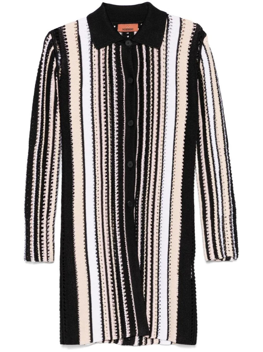 Missoni Mid-Thigh Striped Coat With Textured Finish