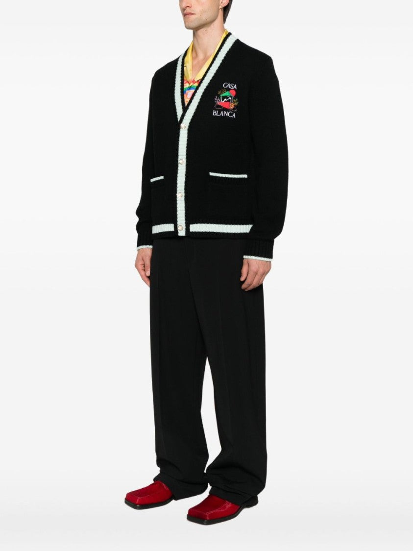 Casablanca Maglie Nero Cardigan With Contrasting Trim