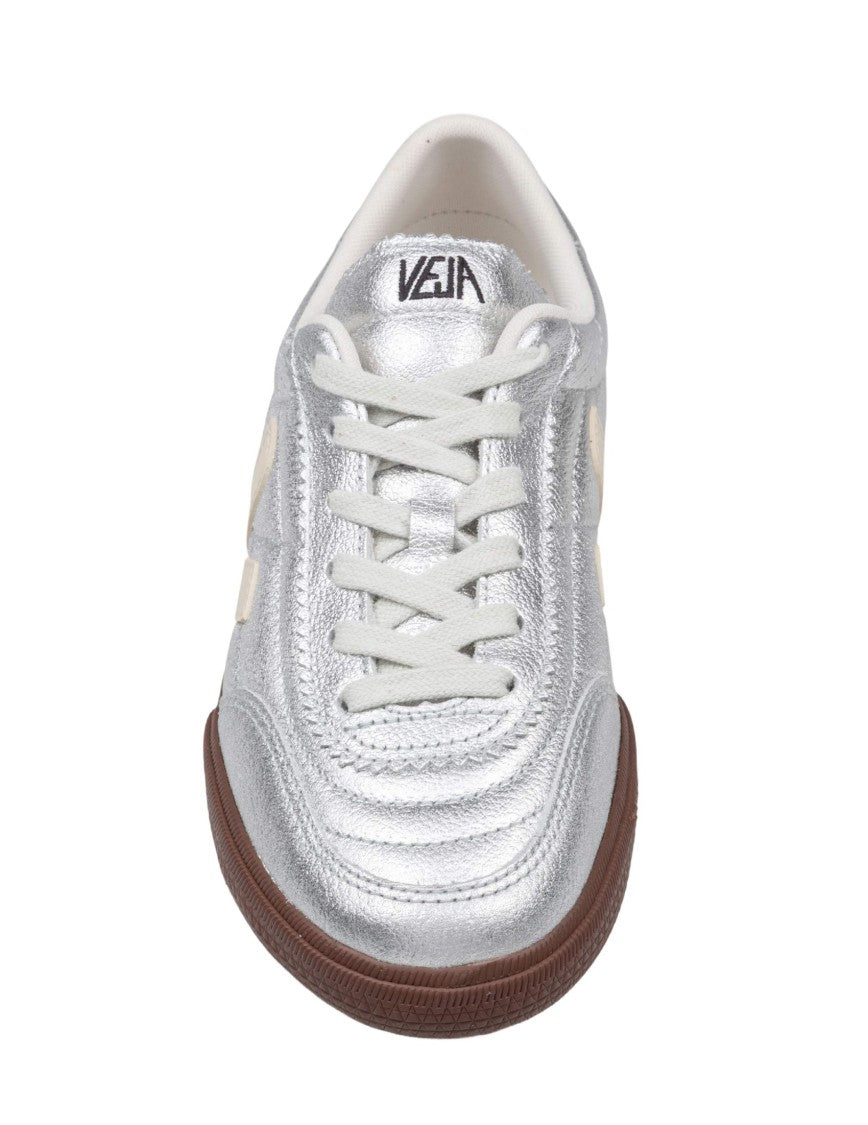Veja Silver Leather Sneakers With Textured Upper And Eco-Friendly Materials