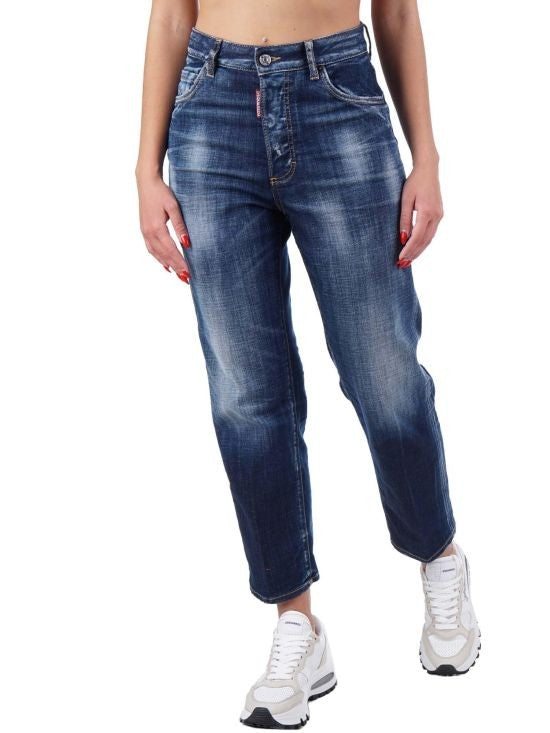 Dsquared2 High-Rise Straight-Leg Denim Jeans