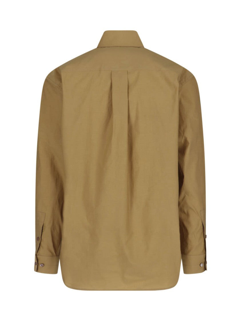 Lemaire Light Brown Classic Collar Cotton-Silk Shirt