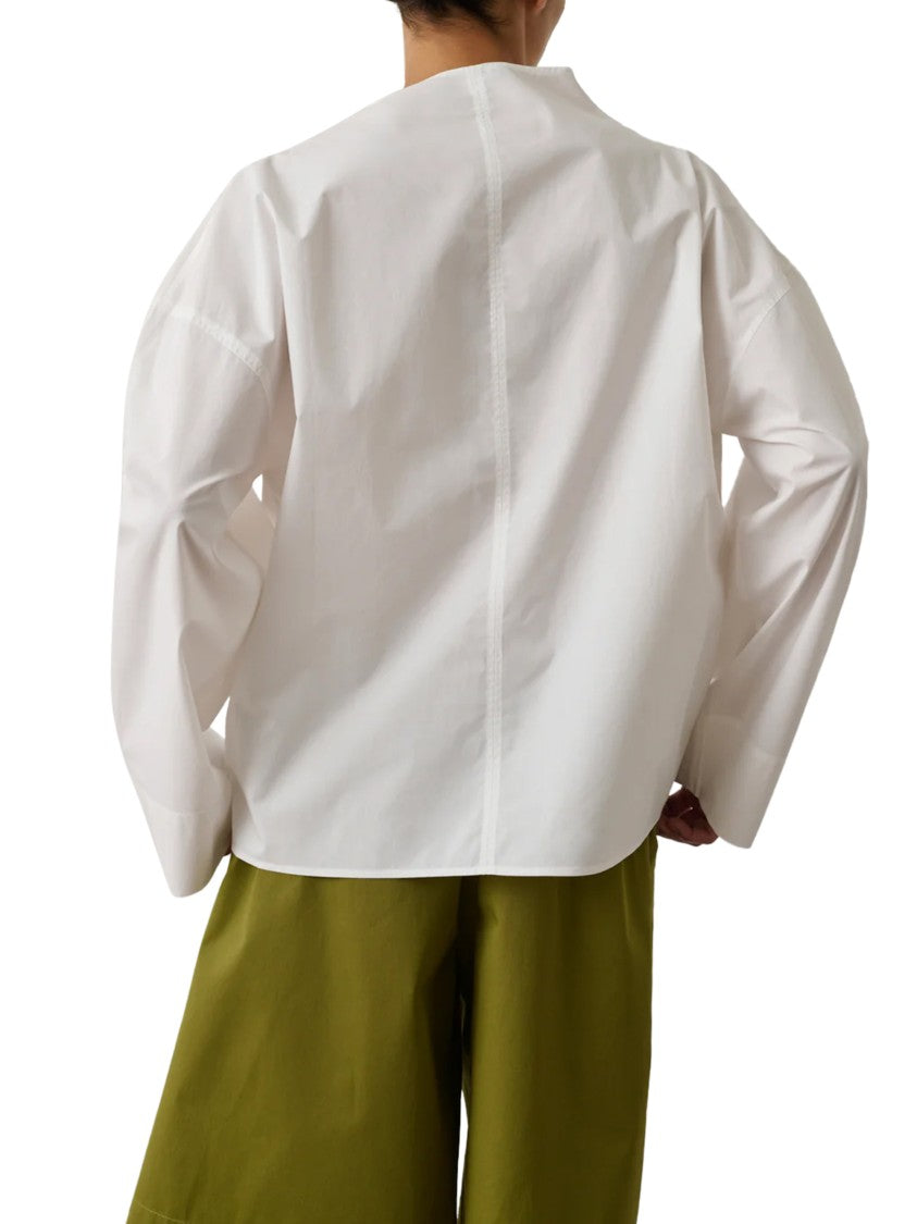Soeur Boxy White Shirt With Central Seam Detail