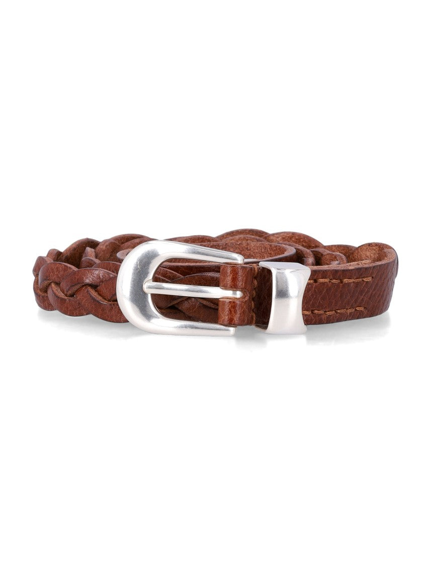 Our Legacy Braided Leather Cognac Pin Buckle Belt
