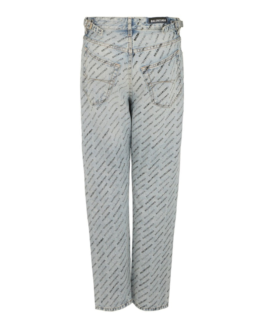 Balenciaga Allover Stencil Print Buckle Loose-Fit Pants
