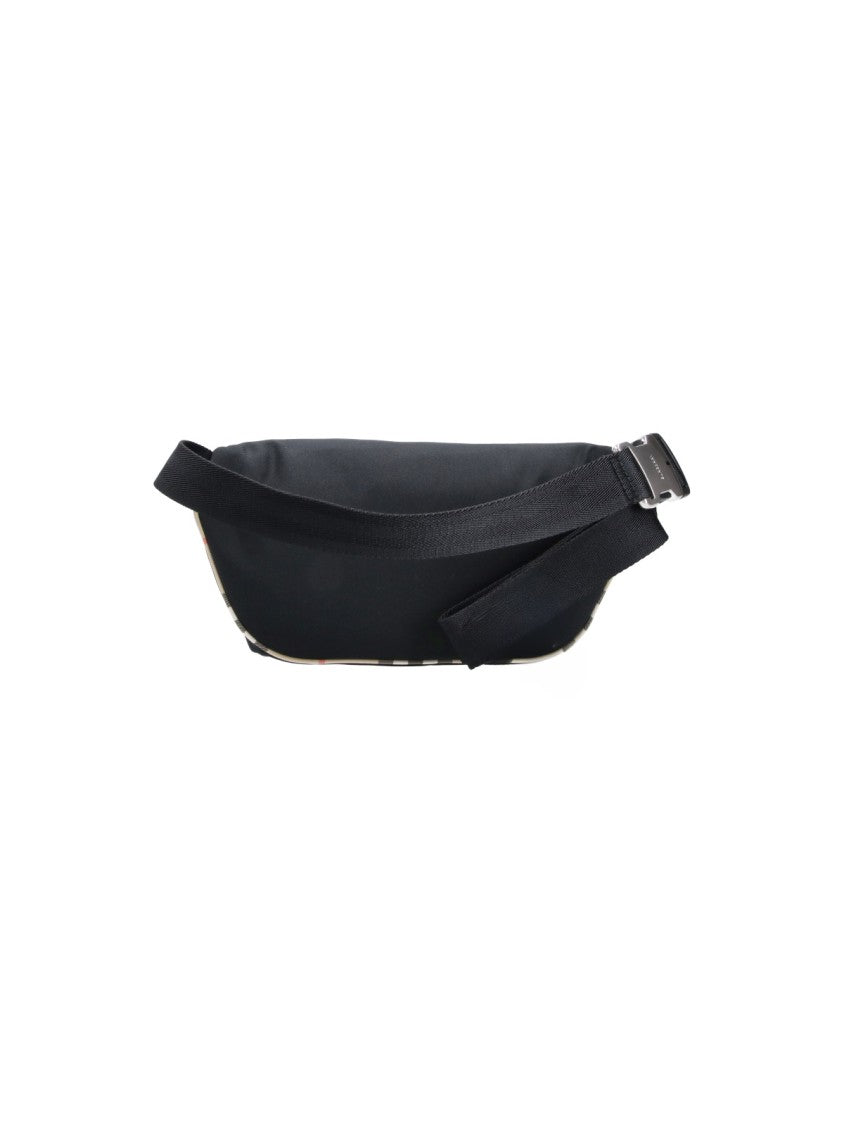 Burberry Black Fabric Check Belt Bag
