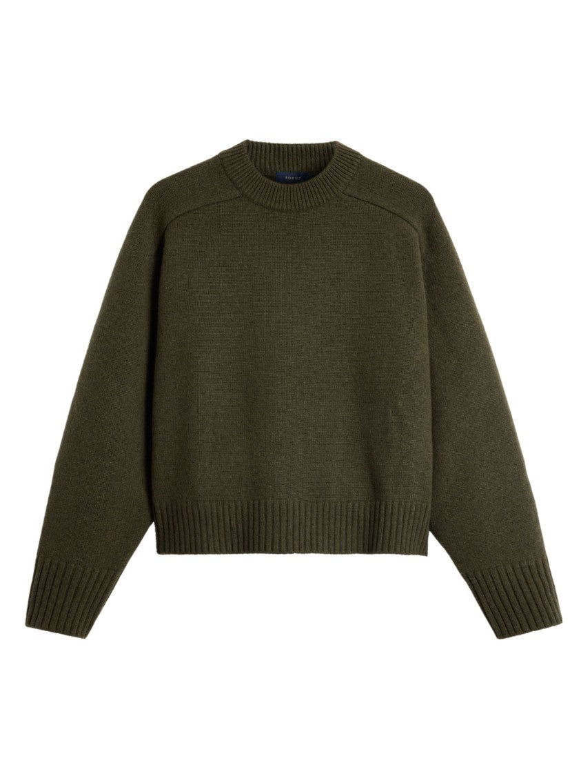 Soeur Cropped Crew Neck Sweater With Ribbed Detailing