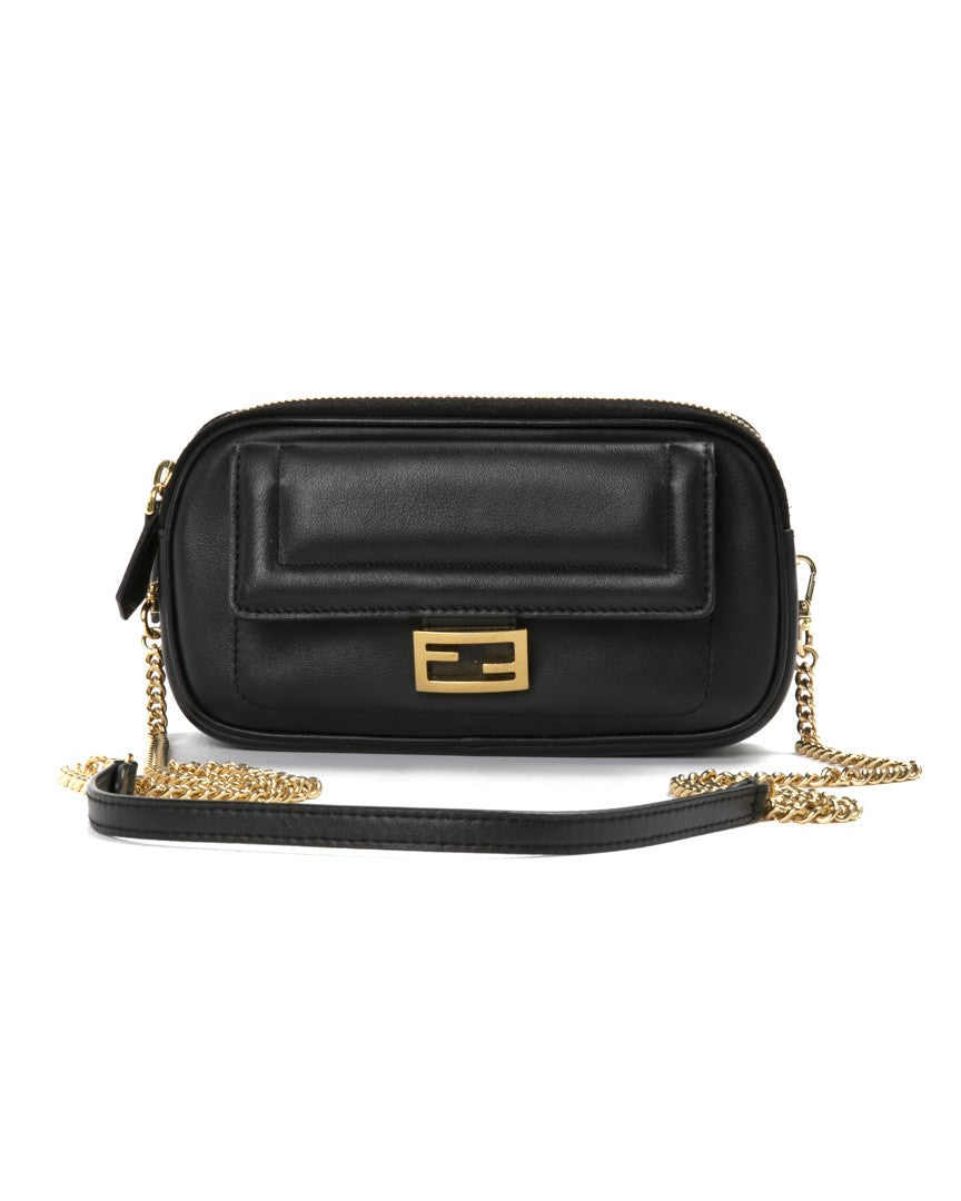 Fendi Black Small Easy 2 Baguette Leather Shoulder Bag