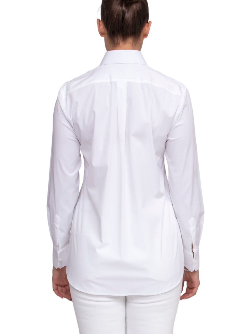 Dolce & Gabbana White Lace Cut-Out Long-Sleeve Shirt