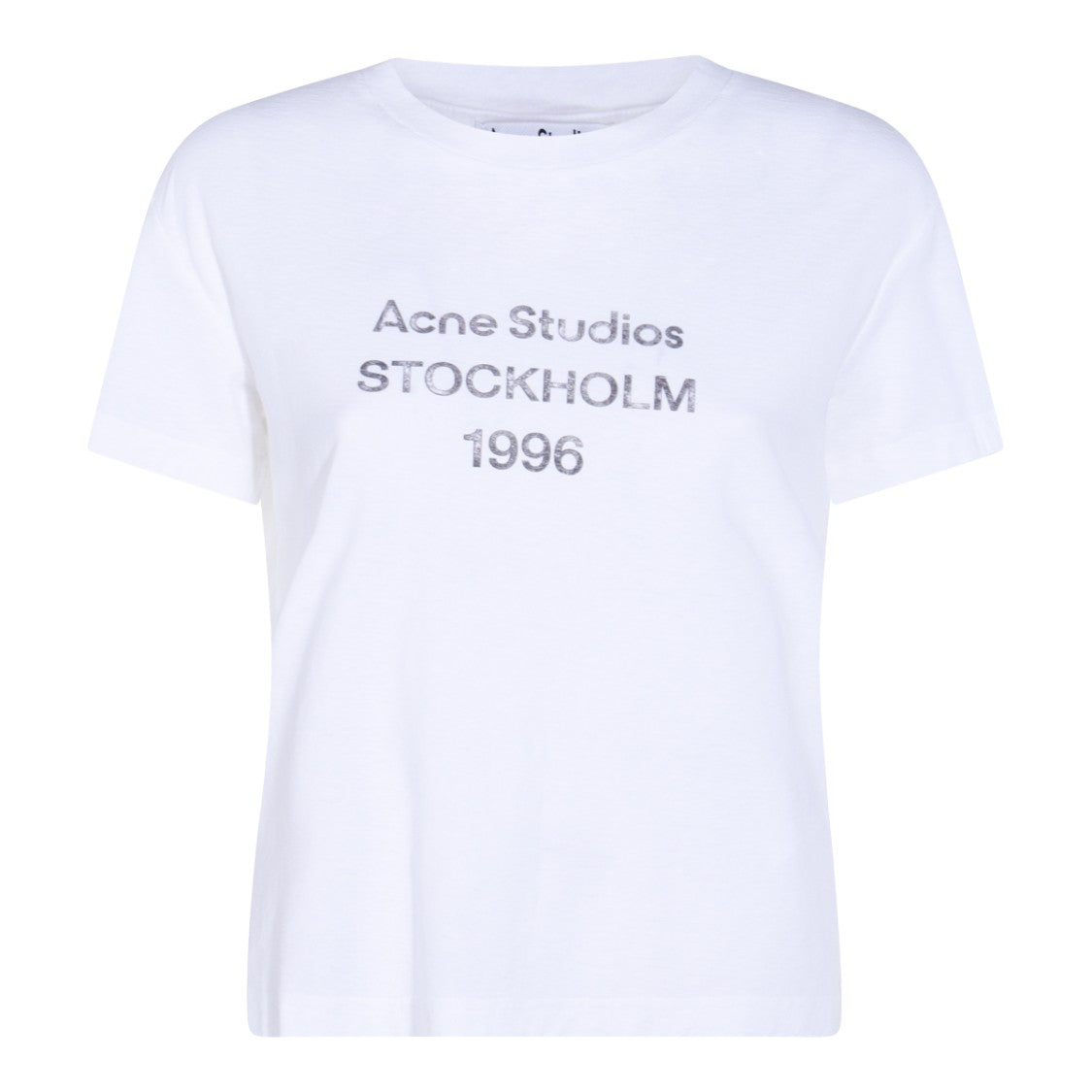 Acne Studios Short-Sleeved White T-Shirt With Distressed Text Design