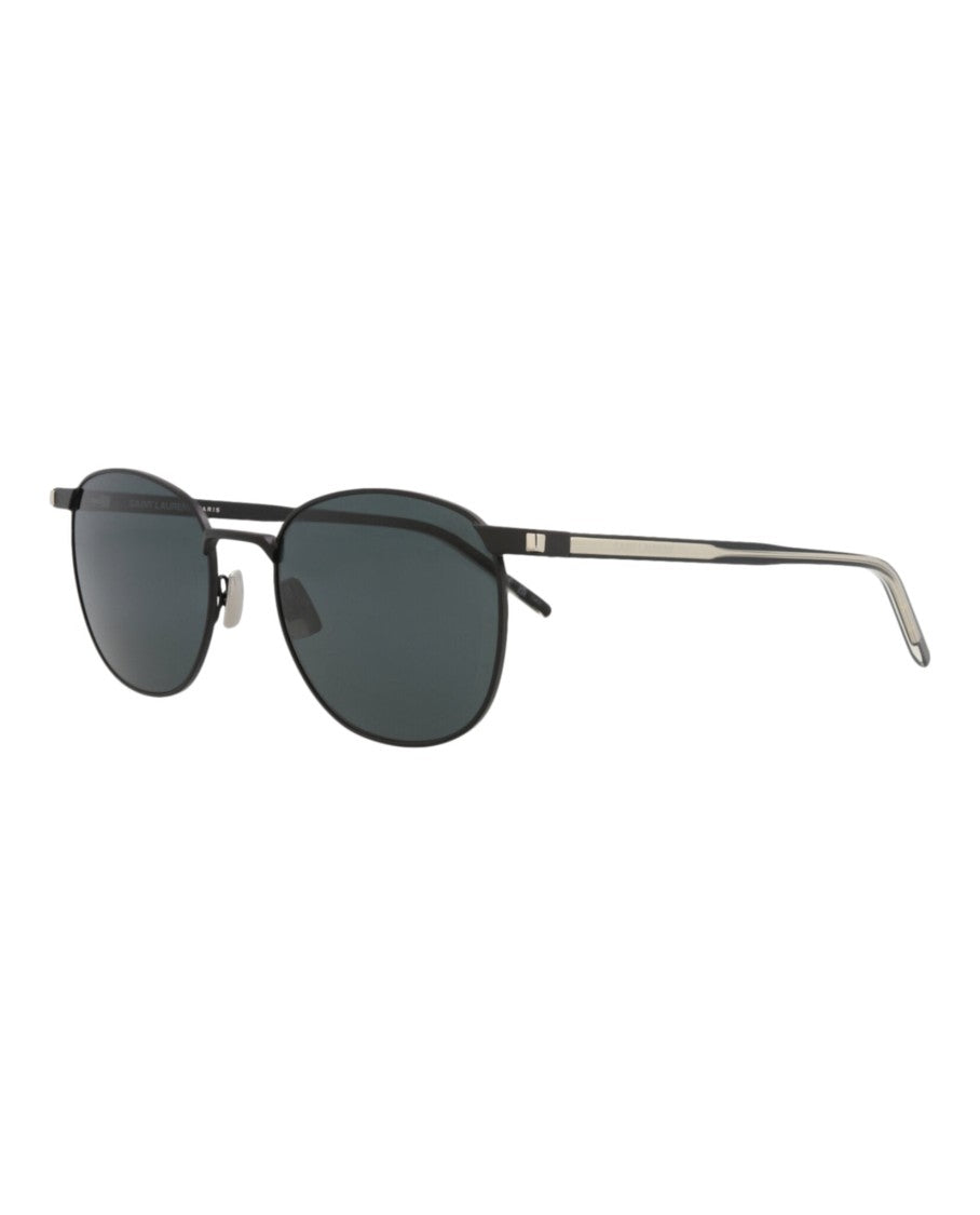 Saint Laurent Round-Frame Metal Sunglasses With Resin Temples And Adjustable Nosepads