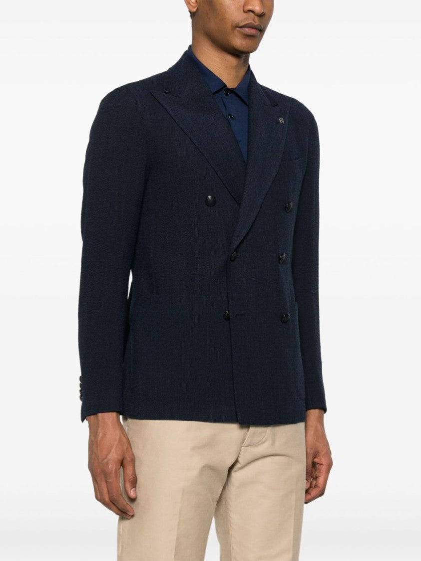Tagliatore Double-Breasted Navy Blue Suit Jacket