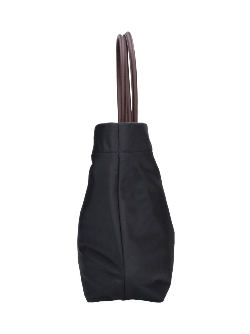 Tory Burch Black Ella Twist Fabric Tote Bag