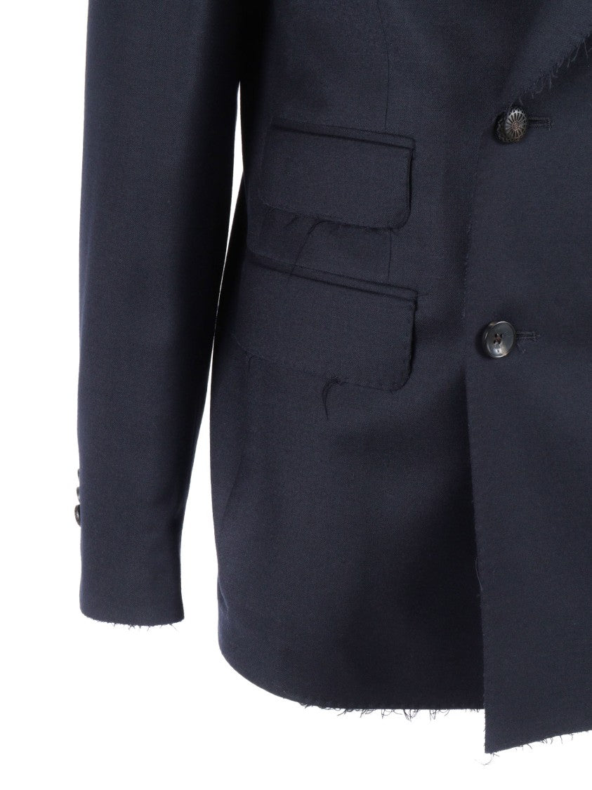 Brando-Lubiam Double-Breasted Structured Jacket With Distressed Edges
