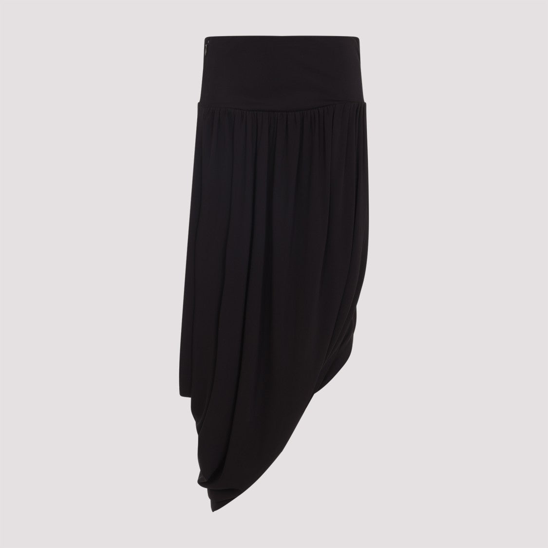 Alaïa Twisted Black Viscose Midi Skirt With Asymmetric Hem