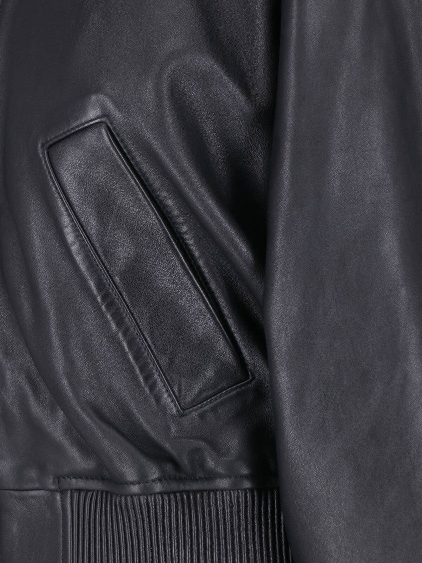 Polo Ralph Lauren Black Shearling High Collar Zip Bomber Jacket