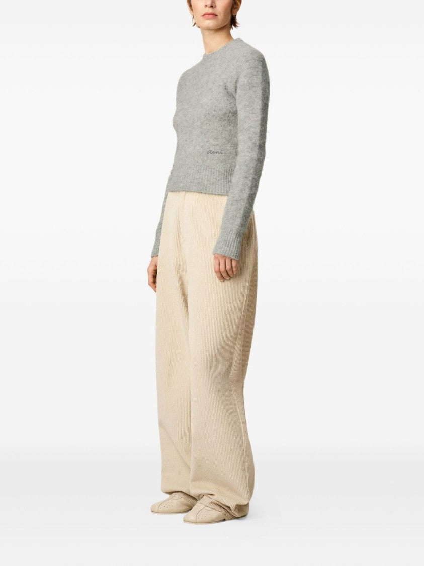 Ami Cropped Sweater With Ribbed Hem