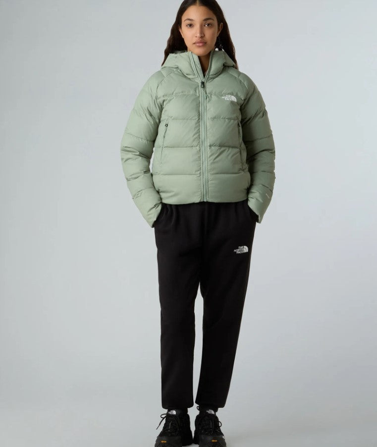 The North Face Cropped Green Down Hoodie With Fixed Hood