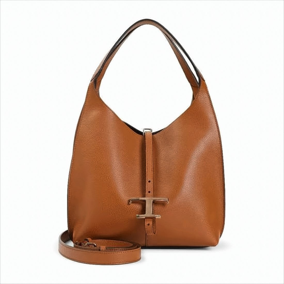 Tod's Textured Calf Leather Shoulder Bag With T-Buckle Closure
