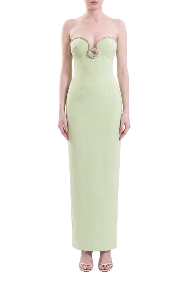 Saiid Kobeisy Strapless Green Midi Dress
