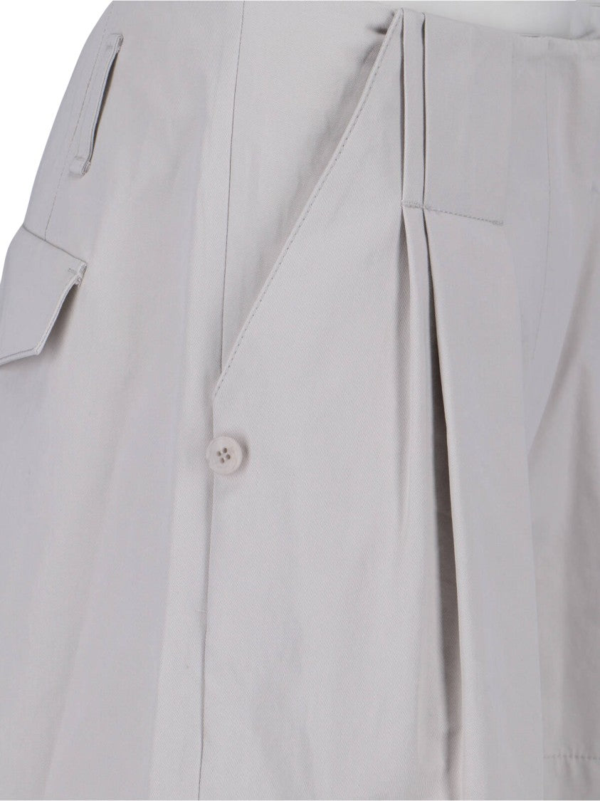Low Classic Grey Mid-Rise Tailored Pleated Shorts