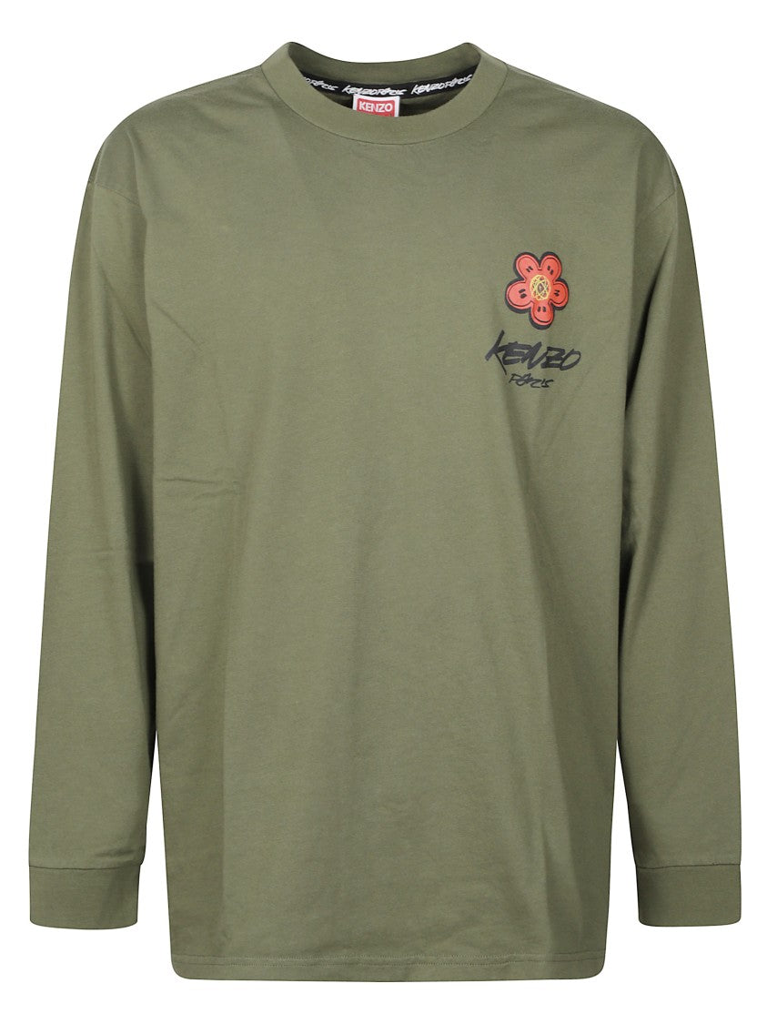 Kenzo Boke Flower Motif Long-Sleeved T-Shirt With Logo Lettering