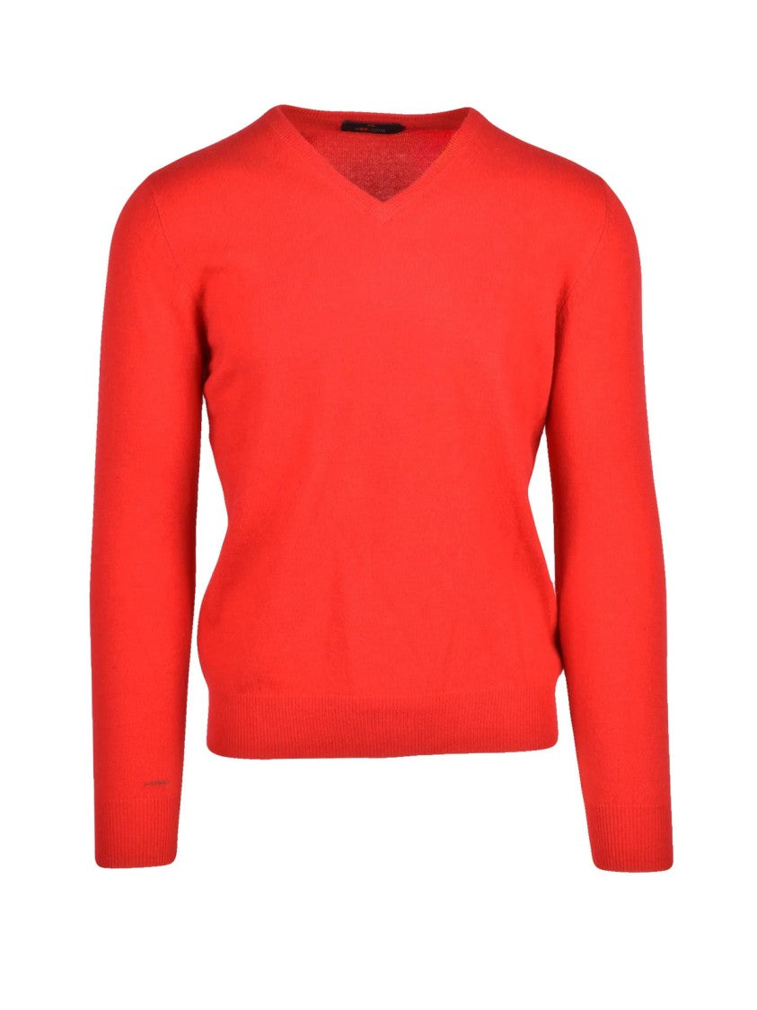 Woolzone Red V-Neck Cashmere Sweater