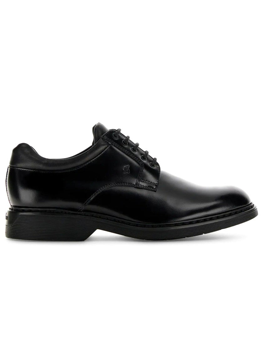 Hogan Black Leather Dress Shoes